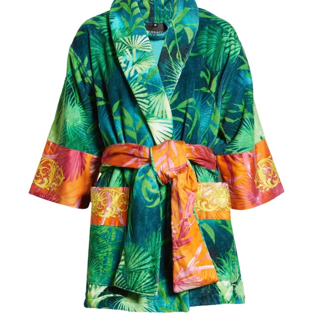 Versace Jungle Print Short Robe